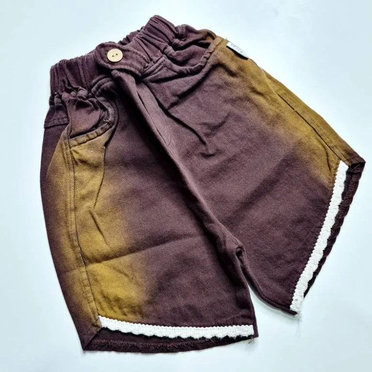 ست تیشرت باکسی پنبه و شلوارک کتان دخترانه مدل قلبی