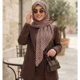 روسری نخی کاستوم طرح حسنا قواره 110 دور چرخ دوز لیز نیست