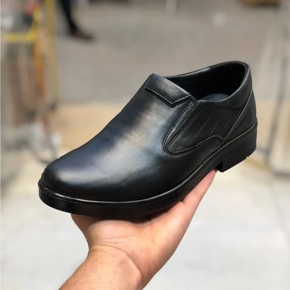 کفش چرم مردانه مدل اوپتیما برند نیما مشکی رویه چرم طبیعی زیره PU
