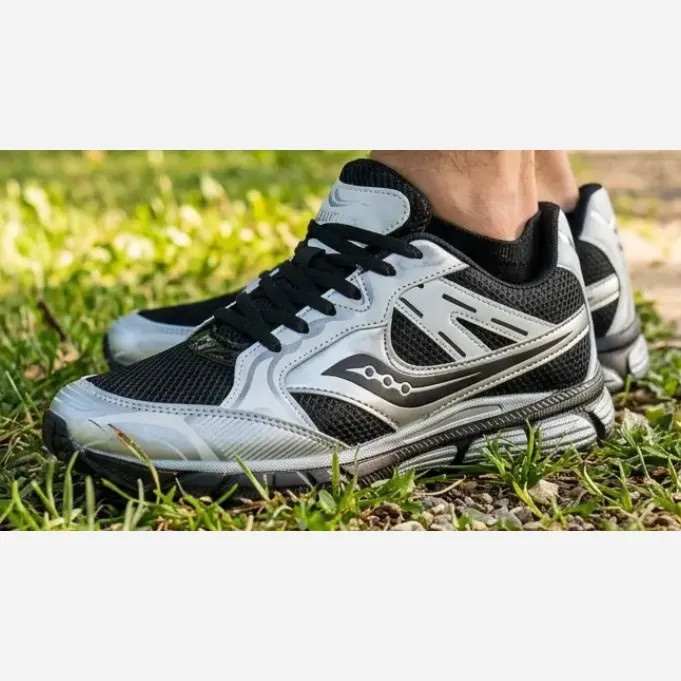 کفش کتانی مردانه ساکونی نیو فیس مشکی نقره ای زیره ایربولینگ رویه مش و چرم مصنوعی سایز 41 تا 44